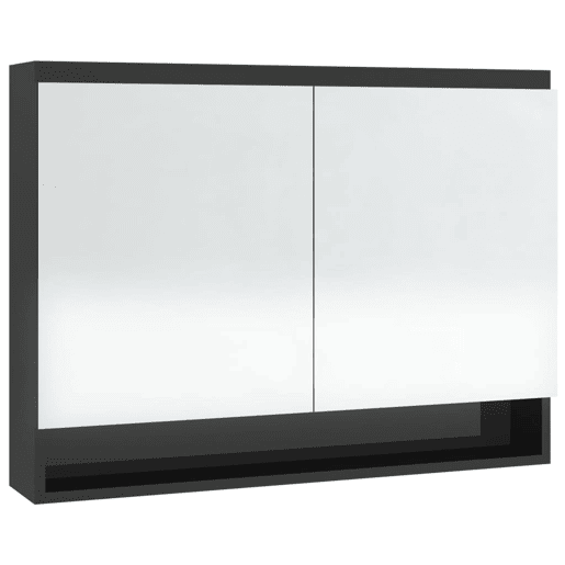 vidaXL Armário espelhado p casa banho 80x15x60 cm MDF preto brilhante vidaXL Armário espelhado p casa banho 80x15x60 cm MDF preto brilhante