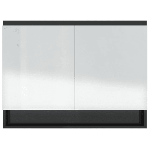 vidaXL Armário espelhado p casa banho 80x15x60 cm MDF preto brilhante vidaXL Armário espelhado p casa banho 80x15x60 cm MDF preto brilhante