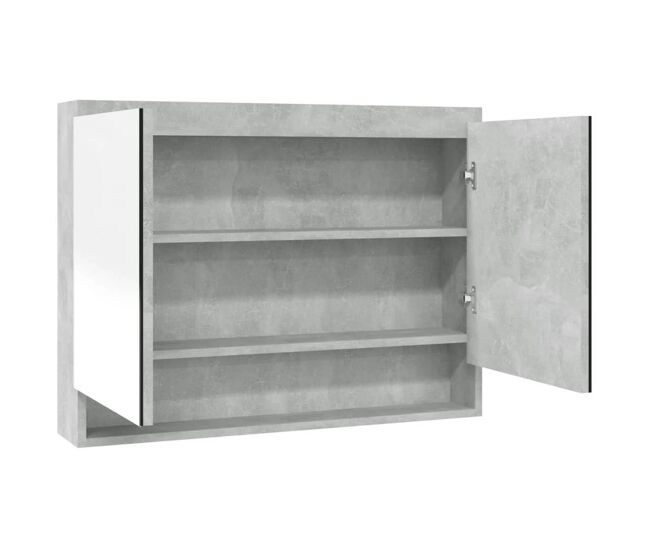 Vidaxl armario de baño con espejo mdf gris hormigón 80x15x60 cm