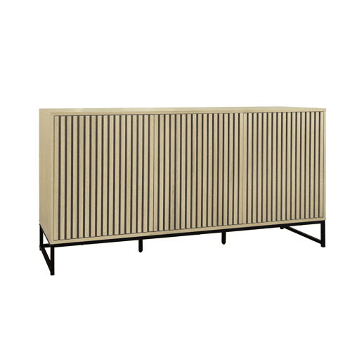 Aparador contemporâneo efeito de madeira, 160cm, Lisbonne, Natural, 160x40x77 cm