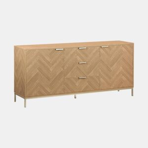 Aparador com efeito de madeira em espinha, 160cm, Budapest, Natural, 160x40x75 cm