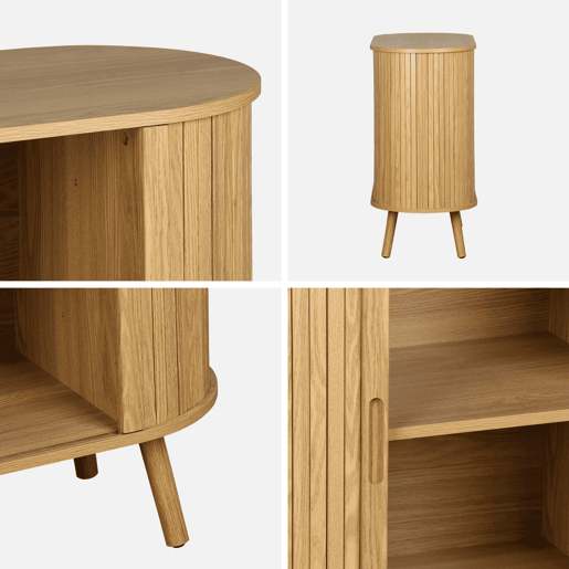 Aparador com portas de correr e prateleira 80cm, Legacy, Natural, 80x40x80 cm