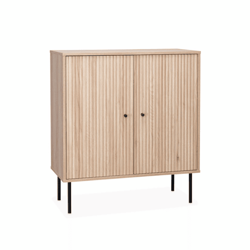 Aparador com efeito de madeira de 2 portas, 83.5cm, Braga, Natural, 83.5x39x92.5 cm