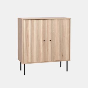 Aparador com efeito de madeira de 2 portas, 83.5cm, Braga, Natural, 83.5x39x92.5 cm