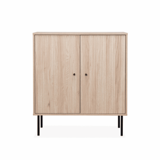 Aparador com efeito de madeira de 2 portas, 83.5cm, Braga, Natural, 83.5x39x92.5 cm