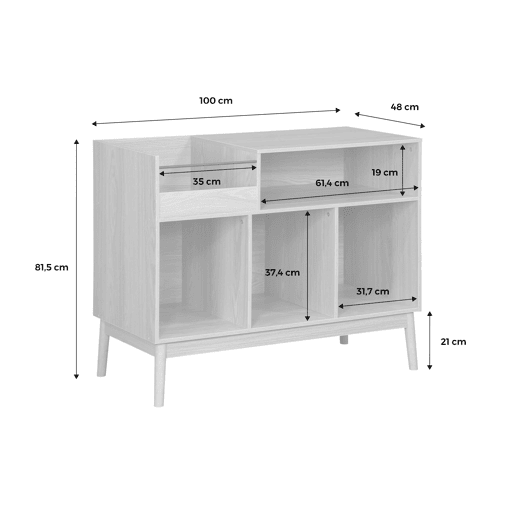 Aparador vintage com efeito madeira, Dune, Natural, 100x48x81.5 cm