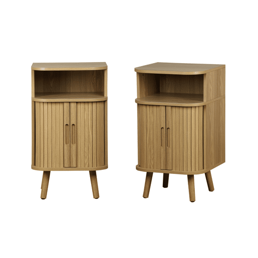 Mesa de cabeceira com 2 portas de correr, set de 2, Legacy, Natural, 40x40x70 cm