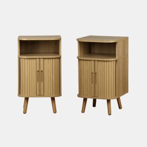 Mesa de cabeceira com 2 portas de correr, set de 2, Legacy, Natural, 40x40x70 cm