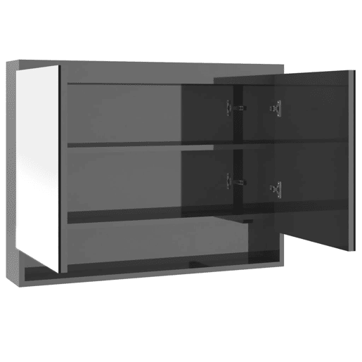 vidaXL Armário espelhado p casa banho 80x15x60cm MDF cinza brilhante vidaXL Armário espelhado p casa banho 80x15x60cm MDF cinza brilhante