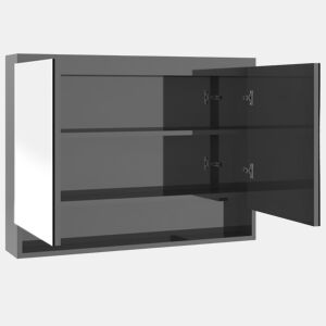 vidaXL Armário espelhado p casa banho 80x15x60cm MDF cinza brilhante