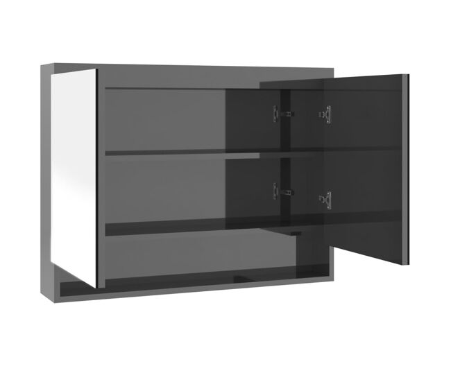 Vidaxl armario de baño con espejo mdf gris brillante 80x15x60 cm