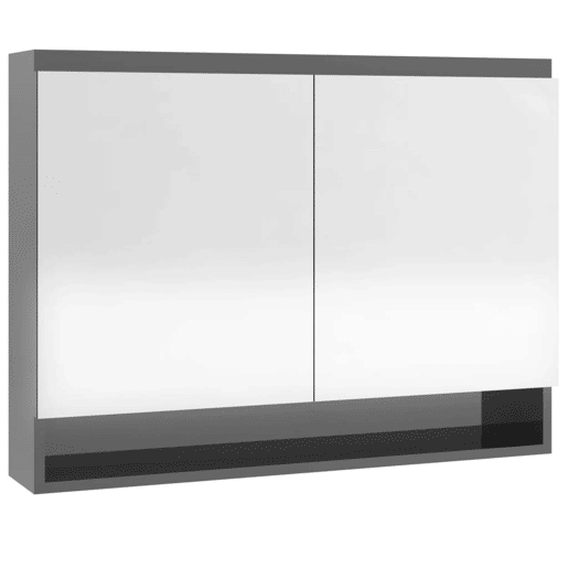vidaXL Armário espelhado p casa banho 80x15x60cm MDF cinza brilhante vidaXL Armário espelhado p casa banho 80x15x60cm MDF cinza brilhante