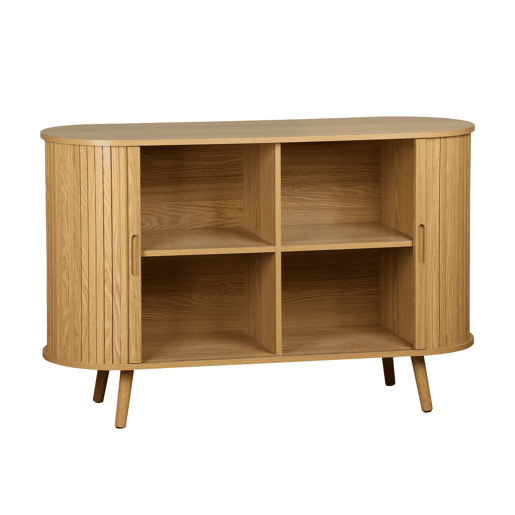 Aparador escandinavo com 2 portas de correr, 120cm, Legacy, Natural, 120x40x75 cm
