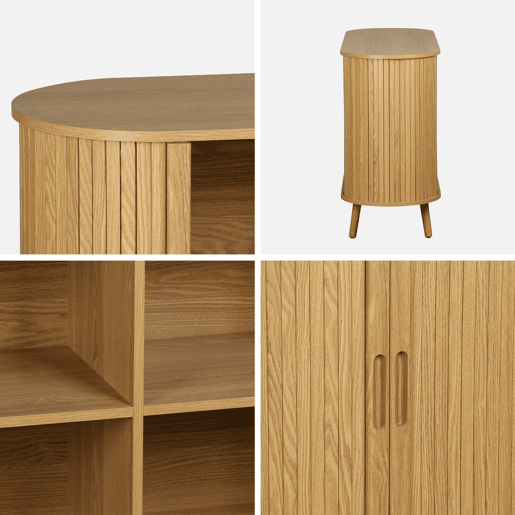 Aparador escandinavo com 2 portas de correr, 120cm, Legacy, Natural, 120x40x75 cm