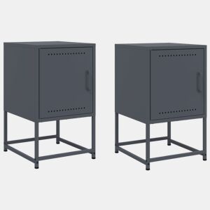 vidaXL Mesas de cabeceira 2 pcs 36x39x60,5 cm aço antracite