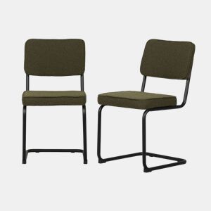 Cadeira cantilever de laço texturado, set de 2, Maja, Verde, 46x54.5x84.5 cm