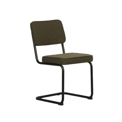 Cadeira cantilever de laço texturado, set de 2, Maja, Verde, 46x54.5x84.5 cm