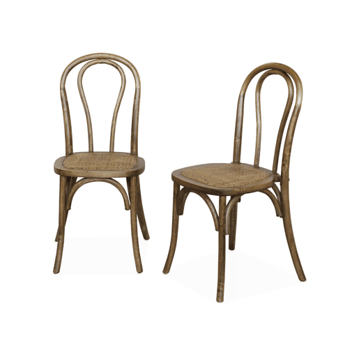 Vintage cadeira de madeira e rattan, set de 2, Bastille, Castanho, 49.5x48x90 cm Vintage cadeira de madeira e rattan, set de 2, Bastille, Castanho, 49.5x48x90 cm