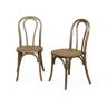 Vintage cadeira de madeira e rattan, set de 2, Bastille, Castanho, 49.5x48x90 cm