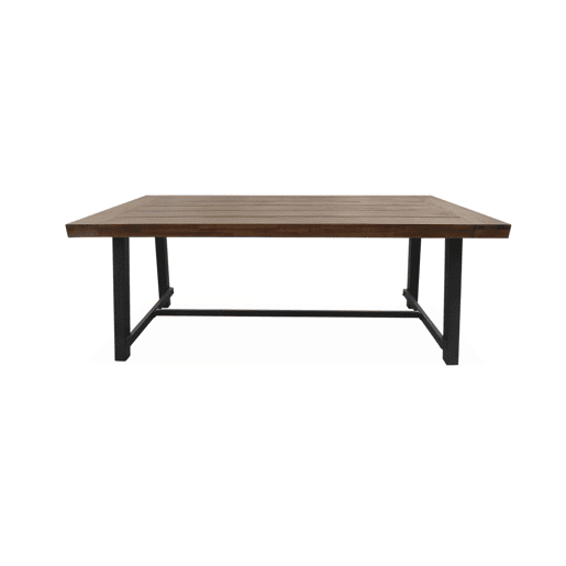 Mesa de madeira e metal para interiorexterior, 6-8 lugares, Fortaleza 190cm, Madeira escura, 190x91.5x76 cm