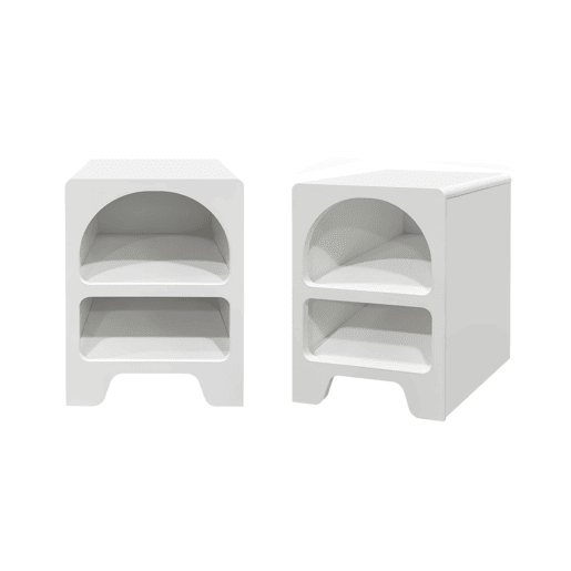 Mesa de cabeceira com efeito de madeira branca, set de 2, Thessa, Branco, 40x40x55 cm