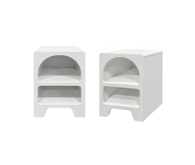 Mesita de noche efecto madera, set de 2 blanco - 40x40x55 cm