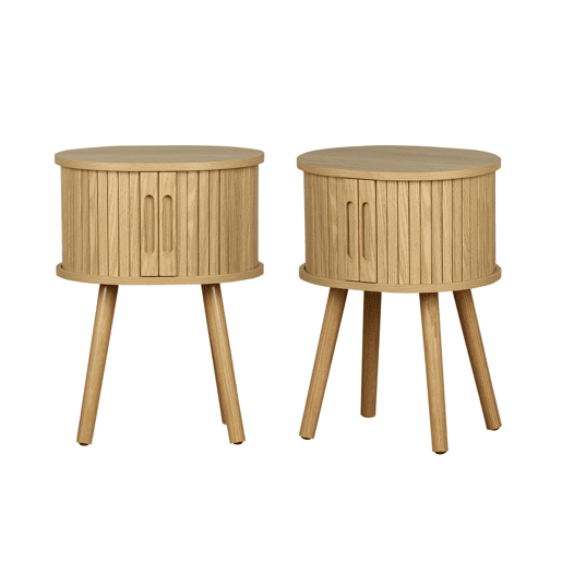 Mesa de cabeceira escandinava com 2 portas deslizantes, set de 2, Legacy, Natural, 40x34x54.8 cm