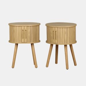 Mesa de cabeceira escandinava com 2 portas deslizantes, set de 2, Legacy, Natural, 40x34x54.8 cm