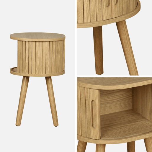 Mesa de cabeceira escandinava com 2 portas deslizantes, set de 2, Legacy, Natural, 40x34x54.8 cm