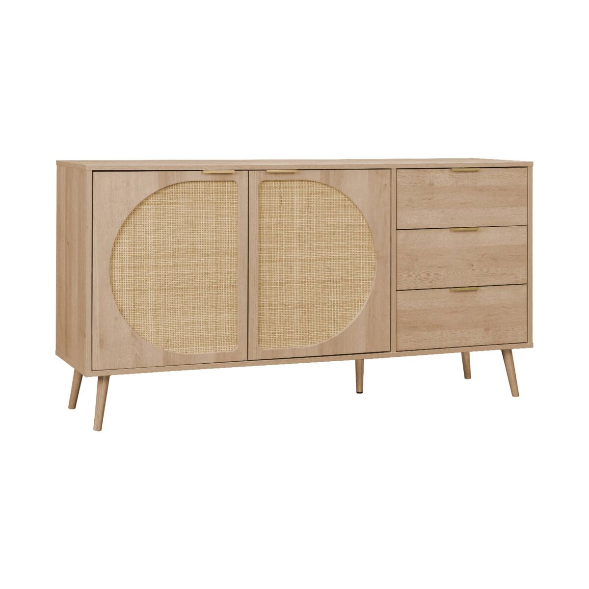 Aparador efecto madera de 2 puertas y 3 cajones, 150cm
