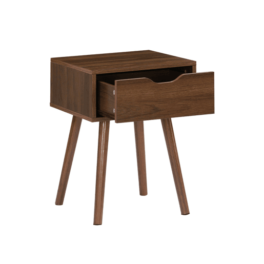 Mesa de cabeceira em madeira cor de nogueira, 1 gaveta , set de 2, Nepal, Madeira de nogueira, 39x39x55 cm
