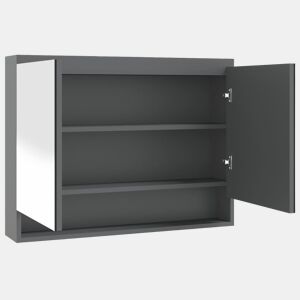 vidaXL Armário espelhado para casa de banho 80x15x60 cm MDF cinzento