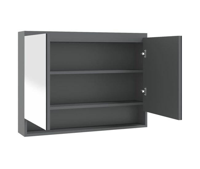 Vidaxl armario de baño con espejo mdf gris 80x15x60 cm