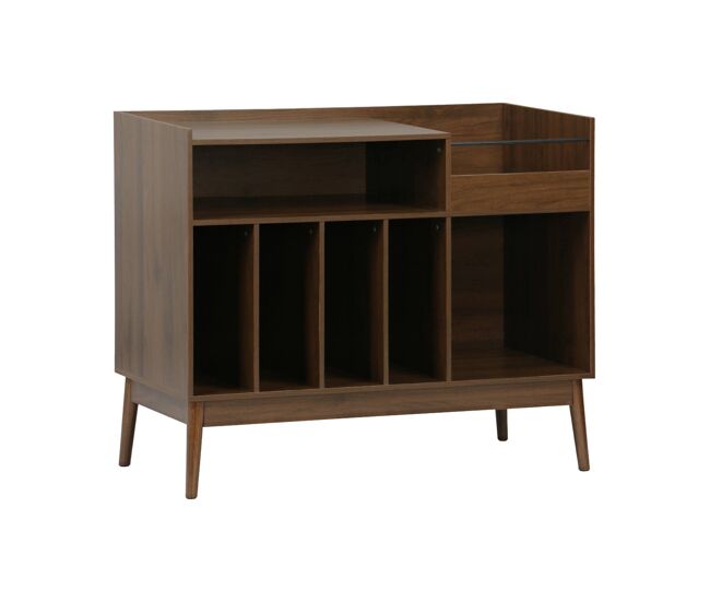 Muebles de vinilo vintage con decoración de madera oscura, 100cm madera oscura - 100x48x81.5 cm