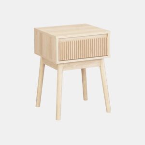 Mesa de cabeceira decor madeira 1 gaveta, Linear, Natural, 39x39x55.4 cm
