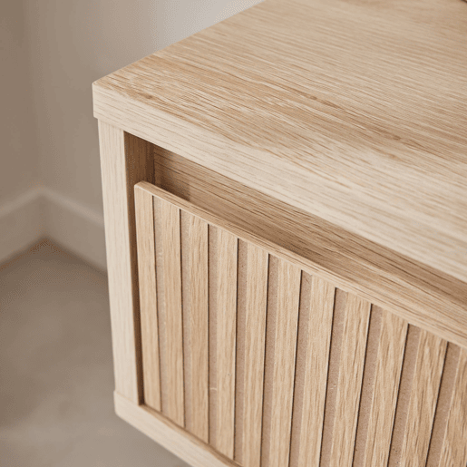 Mesa de cabeceira decor madeira 1 gaveta, Linear, Natural, 39x39x55.4 cm