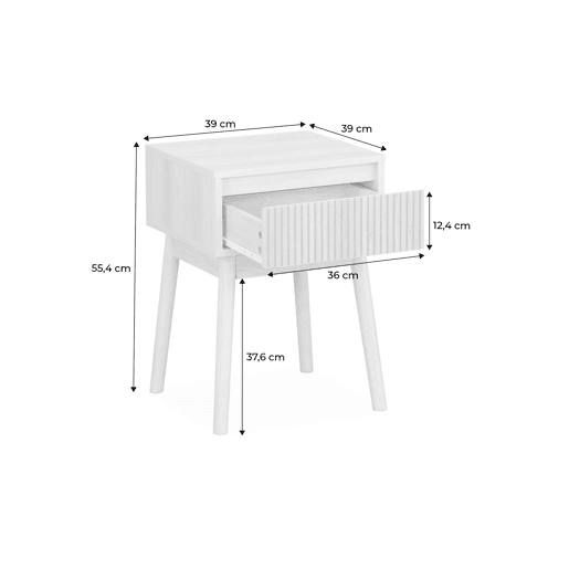 Mesa de cabeceira decor madeira 1 gaveta, Linear, Natural, 39x39x55.4 cm