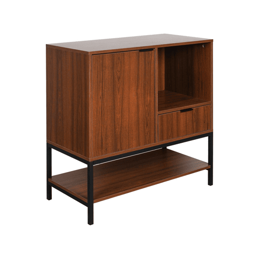 Aparador de 1 porta em nogueira, 80cm, Walnut, Madeira de nogueira, 80x40x85.5 cm