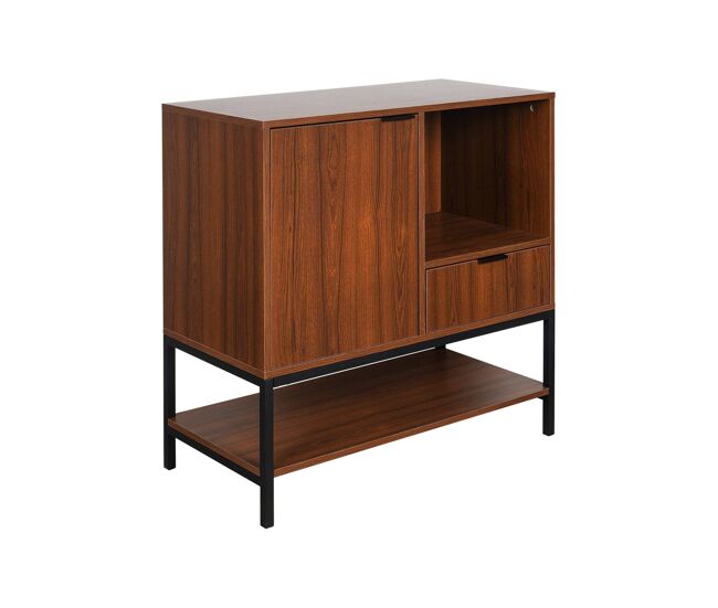 Aparador de nogal con 1 puerta, 80cm nogal - 80x40x85.5 cm