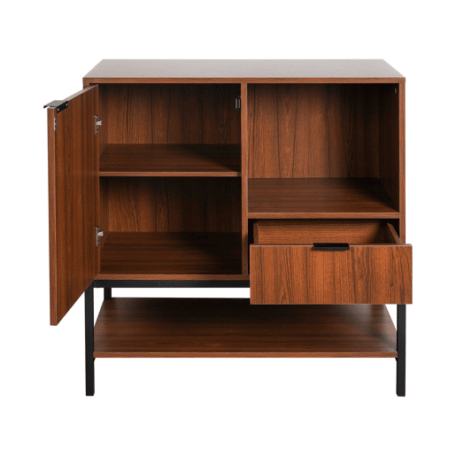 Aparador de 1 porta em nogueira, 80cm, Walnut, Madeira de nogueira, 80x40x85.5 cm