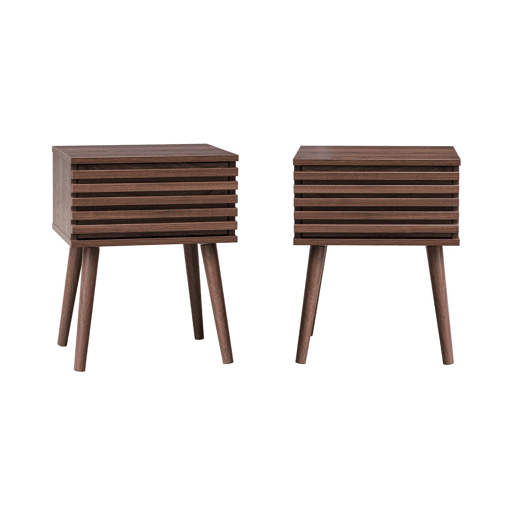 Mesa de cabeceira efeito madeira ranhurada, set de 2, Madere, Madeira de nogueira, 29x40x50.5 cm