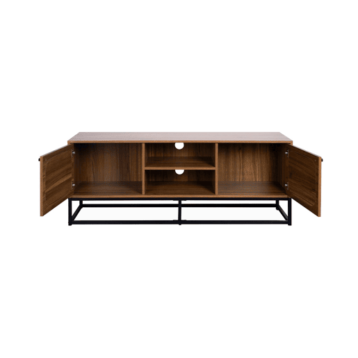 Móvel de TV com efeito madeira e cana arredondada, 140cm, Retro, Natural, 140x40x55 cm
