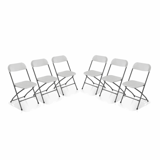 Cadeira de receção dobrável, set de 6, Fiesta x6, Branco, 44x81x50 cm