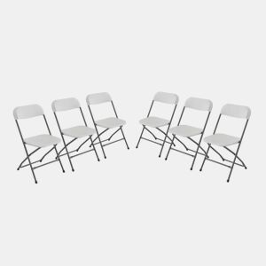 Cadeira de receção dobrável, set de 6, Fiesta x6, Branco, 44x81x50 cm