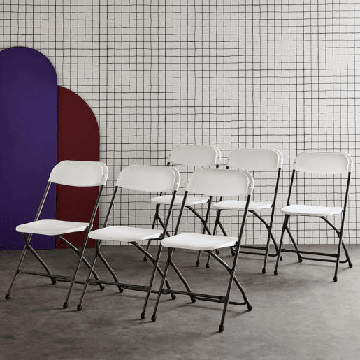 Cadeira de receção dobrável, set de 6, Fiesta x6, Branco, 44x81x50 cm