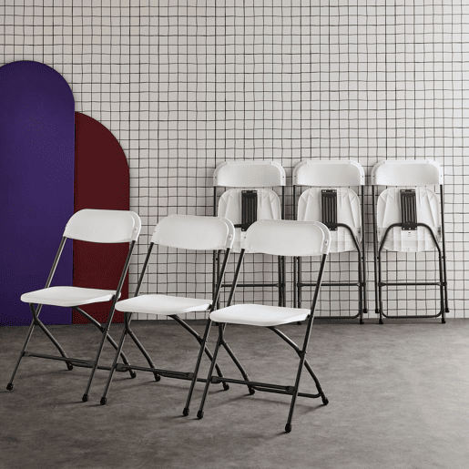 Cadeira de receção dobrável, set de 6, Fiesta x6, Branco, 44x81x50 cm