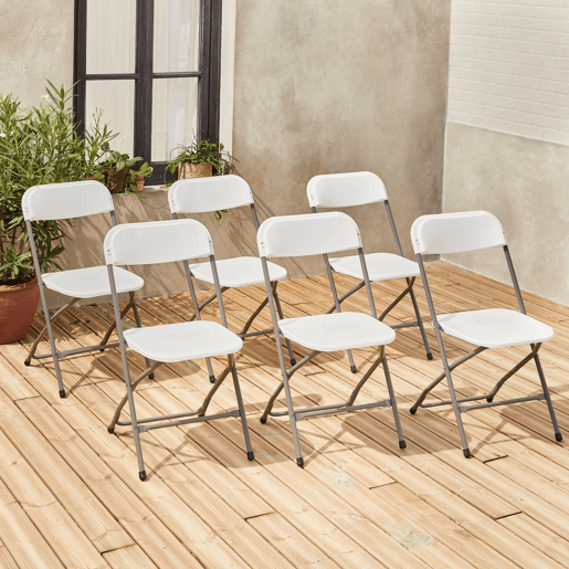 Cadeira de receção dobrável, set de 6, Fiesta x6, Branco, 44x81x50 cm