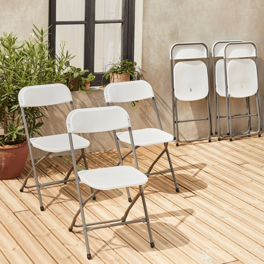 Cadeira de receção dobrável, set de 6, Fiesta x6, Branco, 44x81x50 cm