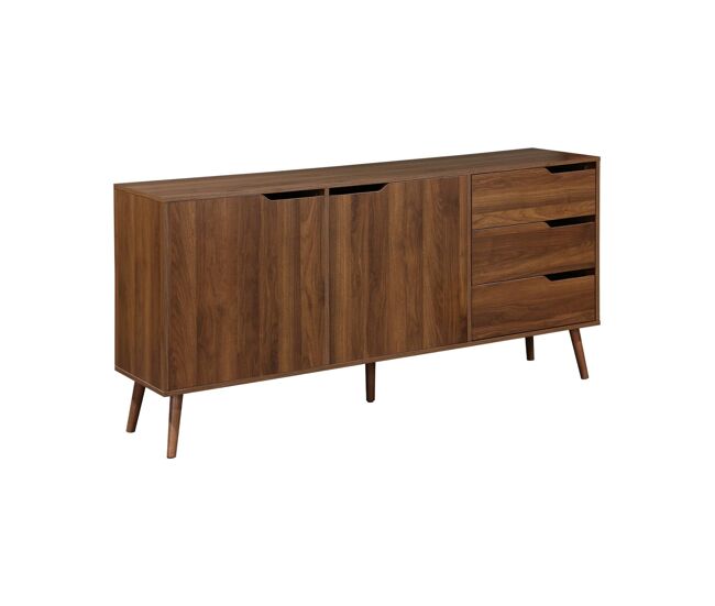 Aparador estilo escandinavo con 2 puertas, 160cm nogal - 160x40x80 cm