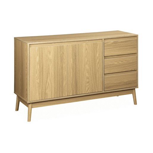 Aparador com efeito de madeira de 2 portas, 120cm, Dune, Natural, 120x39x76 cm